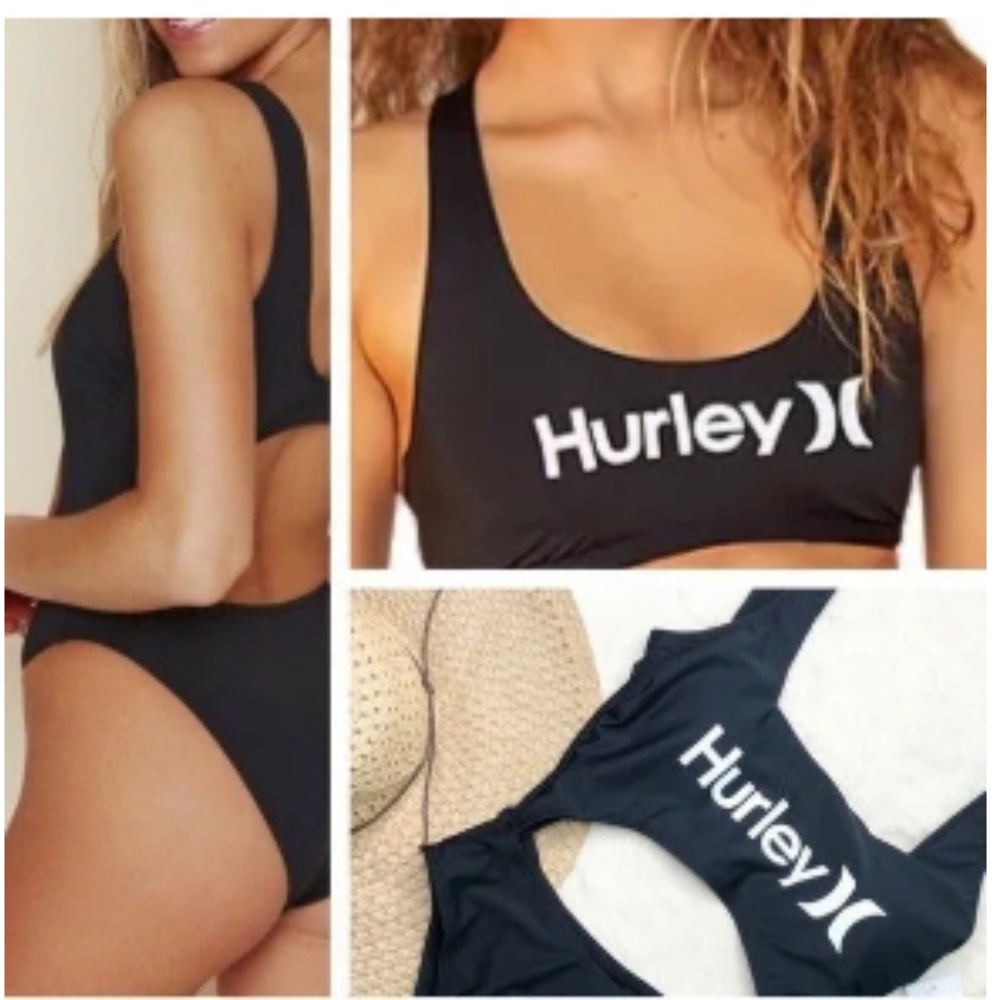 Hurley Logo Cutout black swimsuit size Large